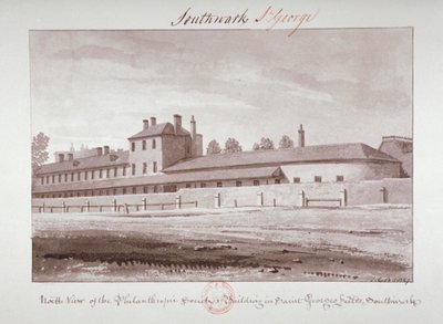 Vista norte da Philanthropic Society Institution na London Road, Southwark, Londres, 1827 de John Chessell Buckler