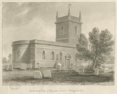 Igreja de Rocester: desenho em sépia, [1841] (desenho) de John Chessell Buckler