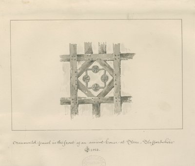 Pedra - Painel Ornamental sobre uma Casa Antiga: desenho de lavagem sépia de John Chessell Buckler