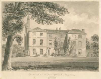 Wolstanton - Bradwell Hall: desenho em sépia de John Chessell Buckler