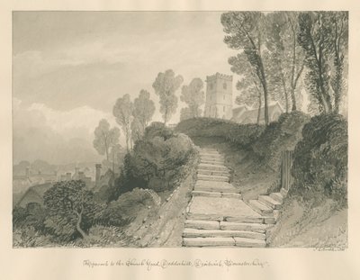 Worcestershire - Droitwich - Igreja de Dodderhill: desenho em sépia, 1833 de John Chessell Buckler