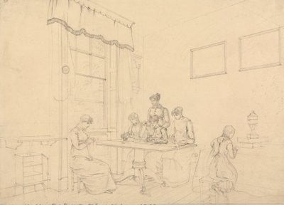 Uma Sala na Casa Great Grove, Kensington, Seminário da Sra. Bavizzetti de John Claude Nattes