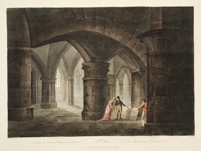 O lugar do enterro de Turenne, ilustração de Versalhes, Paris e Saint Denis, bar. 1809 (aquatinta) de John Claude Nattes