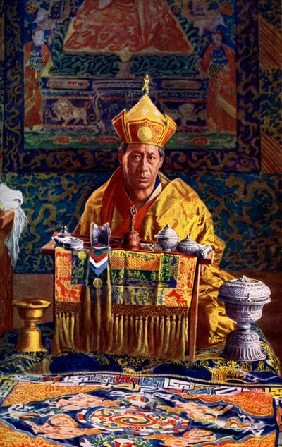 Deb Raja, chefe interino da Igreja Budista do Butão, 1922. de John Claude White