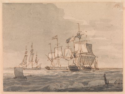 Homens de guerra ao largo da costa de John Cleveley the Younger