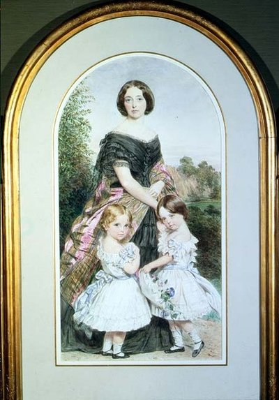 Retrato de uma senhora com as suas duas filhas de John Collingham Moore