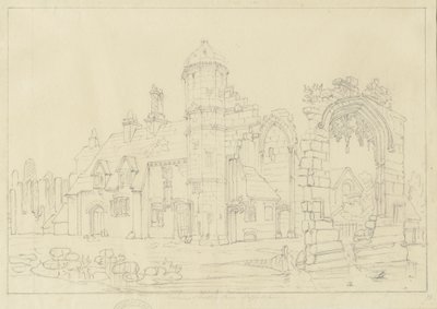Dudley Priory: desenho a lápis, séc. de John Coney