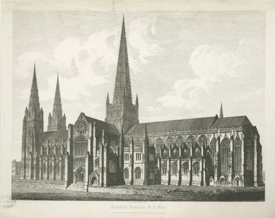 Catedral de Lichfield - Vista Sudeste: gravura, nd [c 1823] (imprimir) de John Coney