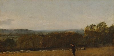 Um pastor numa paisagem, olhando através de Dedham Vale em direção a Langham de John Constable