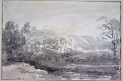 Uma vista em Derbyshire (aguarela monocromática) de John Constable