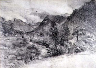 Borrowdale, Morning, c.1806 (desenho a lápis sobre papel) de John Constable