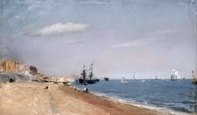 Praia de Brighton com colliers, 1824 (óleo sobre papel) de John Constable