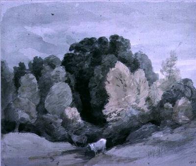 Gado perto da borda de uma madeira, c.1805 de John Constable