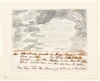 Estudo de nuvens (segundo "Engravings of Skies" de Alexander Cozens), c.1822-23 (grafite sobre papel) de John Constable