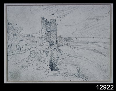 Casas de campo em um banco alto, 1834 de John Constable