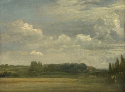 Terra comum de Bergholt, vista para a reitoria, 18 de agosto de 1813 de John Constable