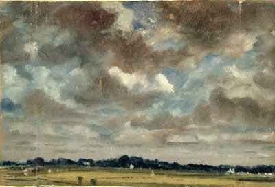 Extensive Landscape with Grey Clouds, c.1821 (óleo sobre papel sobre tela) de John Constable