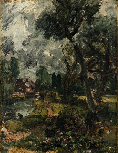 Flatford Mill from the Bridge, c.1814-17 (óleo sobre tela) de John Constable