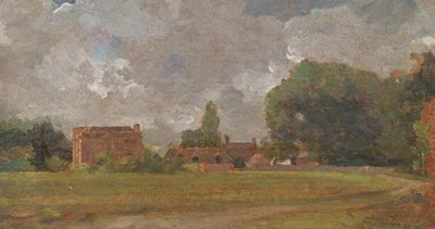 Golding Casa de Constable, East Bergholt: berço do artista (paisagem com a aldeia e árvores) de John Constable