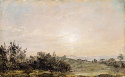 Hampstead Heath, olhando para Harrow, 1821-22 (óleo sobre papel colocado sobre tela) de John Constable