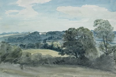 Paisagem com edifícios à distância (aquarela) de John Constable