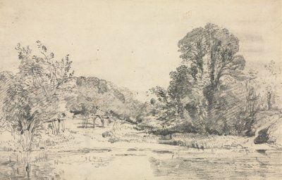 Paisagem com árvores ao redor de uma lagoa de John Constable