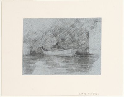 Barco a remos atracado debaixo de uma margem de John Constable