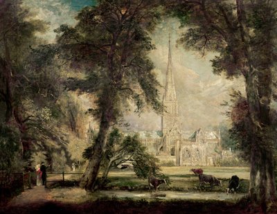 Catedral de Salisbury do terreno do Bispo, c.1822-23 de John Constable