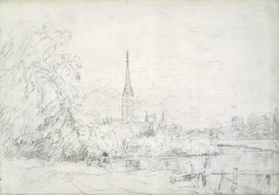 Catedral de Salisbury do Noroeste, 1829 (grafite sobre papel) de John Constable