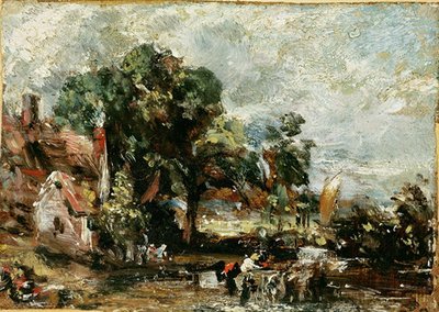 Esboço para &39;The Haywain&39;, c.1820 (óleo sobre papel no painel) de John Constable