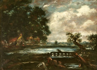 Estudo para "The Leaping Horse (View on the Stour)" (óleo sobre tela) de John Constable