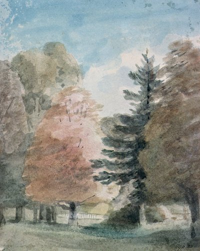 Estudo de árvores em um parque (aquarela) de John Constable