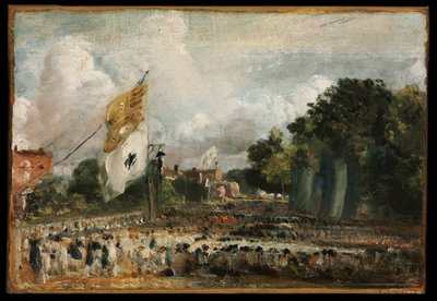 A Celebração no Leste Bergholt da Paz de 1814 Concluída em Paris entre a França e os Poderes Aliados de John Constable
