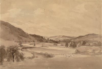 O Vale do Derwent com Chatsworth à Distância de John Constable
