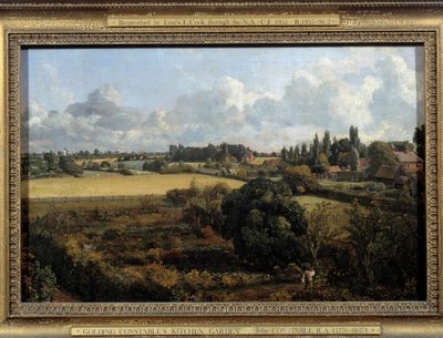 A horta e o jardim de frutas Paisagem Constable da paisagem rural inglesa. Pintura de John Constable (1776-1837) 1815 Ipswich. Museu do Concelho do Concelho de John Constable