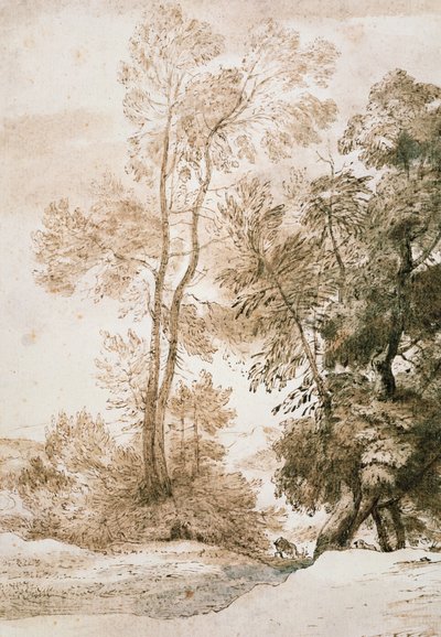 Árvores e veados, depois de Claude de John Constable