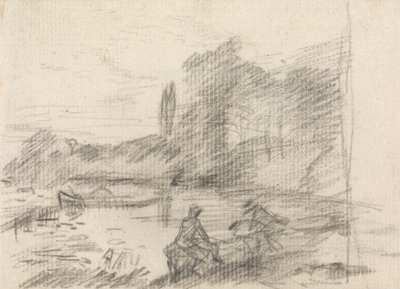 Duas figuras à beira de um rio de John Constable
