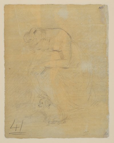 Mulher sentada, com um cão a seus pés, verso, c.1806 de John Constable