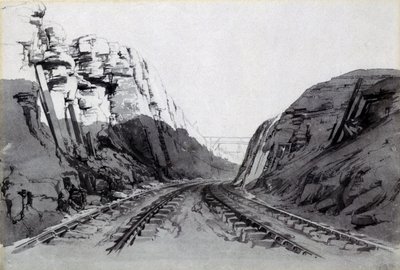 Blisworth Cutting, Northamptonshire, setembro de 1838 (caneta e tinta e papel) de John Cooke Bourne
