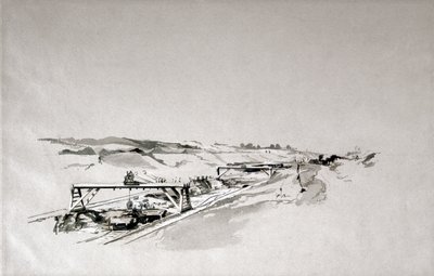 Blisworth Cutting, Northamptonshire, setembro de 1838 (caneta e tinta e papel) de John Cooke Bourne