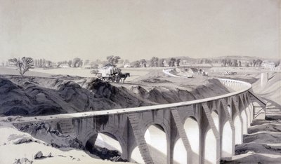 Fronteira Wall, Camden Town Station, 14 de outubro de 1836 (caneta e tinta e lavar no papel) de John Cooke Bourne