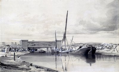 Ponte sobre o Canal dos Regentes, abril de 1837 (caneta e tinta e papel) de John Cooke Bourne