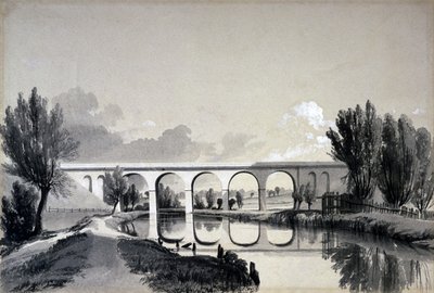 Viaduto de Colne, Watford, Hertfordshire, 5 de junho de 1837 (caneta e tinta e papel) de John Cooke Bourne