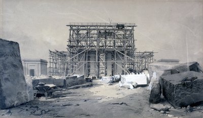 Construção do Euston Arch, janeiro de 1838 (caneta e tinta e papel) de John Cooke Bourne
