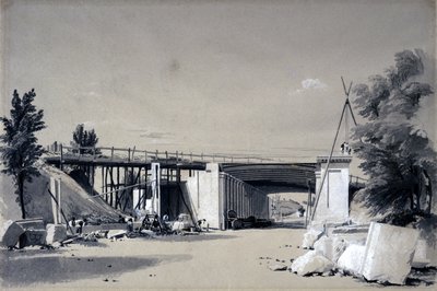 Denbigh Hall Bridge from the Road, 25 de junho de 1837 (caneta e tinta e papel) de John Cooke Bourne