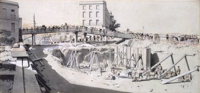 Granby Street, Hampstead Road, 13 de agosto de 1836 (caneta e tinta e papel) de John Cooke Bourne