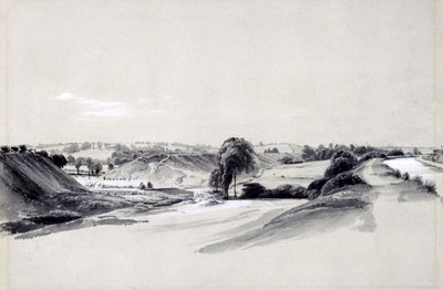 Fazendo e aterro, Bugbrooke, 10 de julho de 1837 (caneta e tinta e lavar no papel) de John Cooke Bourne