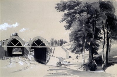 Ocupação Bridge, Bugbrooke, Northamptonshire, 09 de julho de 1837 (caneta e tinta e lavar no papel) de John Cooke Bourne