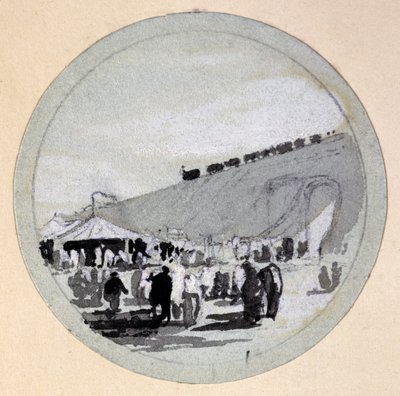 Abertura, Londres e Birmingham Railway, c.1838 (caneta e tinta e lavar no papel) de John Cooke Bourne