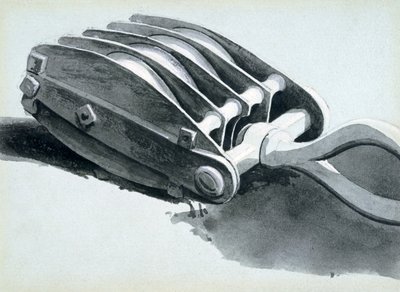 Roldana usada na construção ferroviária, 1833-38 (caneta e tinta e papel) de John Cooke Bourne